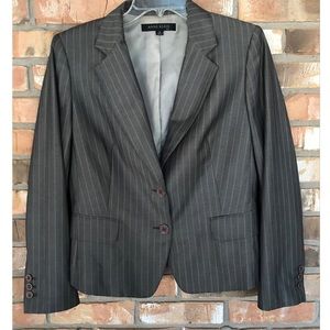 Anne Klein Gray Striped Button Down Suit Blazer Jacket Size 10